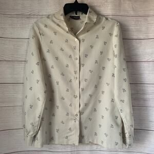 Vintage Rrrruss Floral Striped Button Down Shirt Long Sleeves